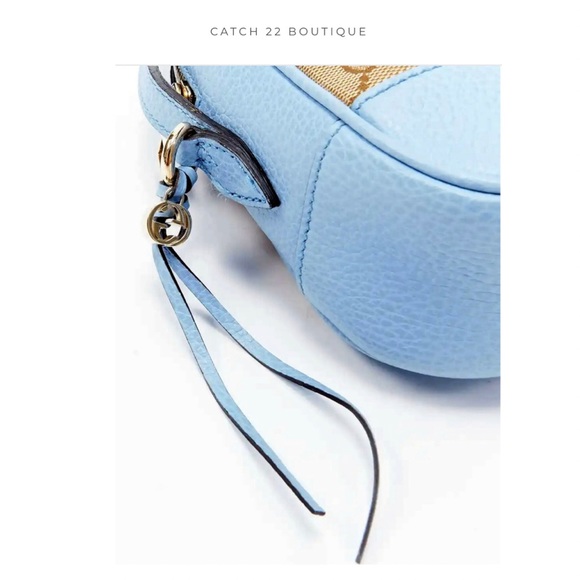 *SOLD* Gucci 'Bree' Blue Leather Trim GG Camera Monogram Bag - Picture 4 of 8